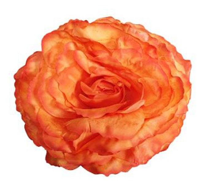 Rosa Grande King. Flor Flamenca Salmón/Naranja. 17cm